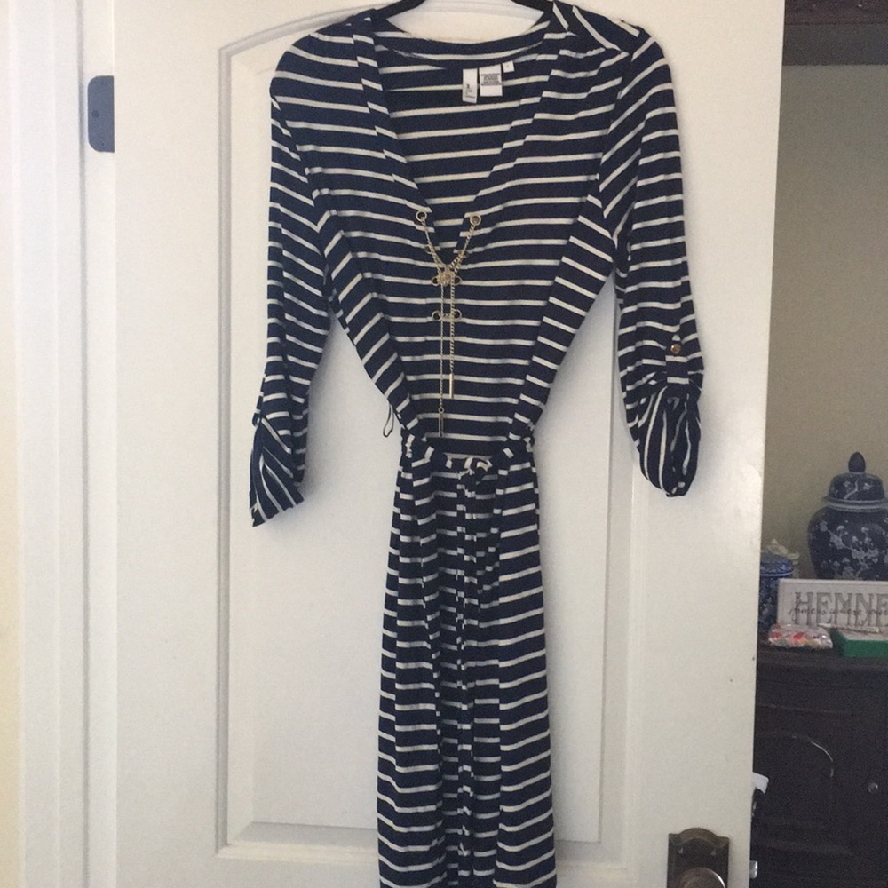 Nautical Dress. Navy and White .